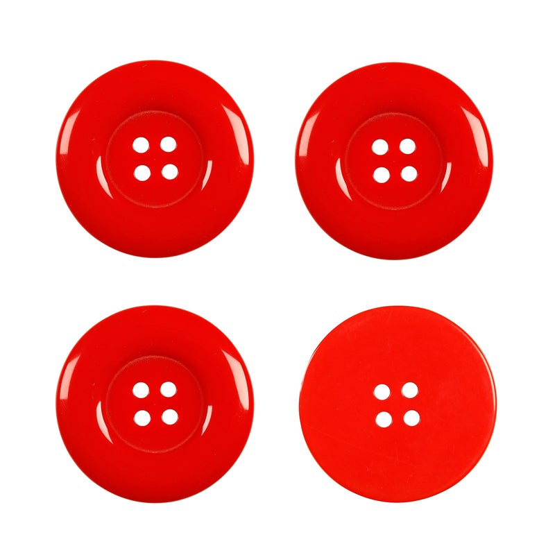 YAKA 50pcs 4 Holes Round Sewing Resin Buttons1.5inch/38mm in Bulk for Environmental Sewing Fasteners Scrapbooking DIY Sewing Tailor Crafts Coats Clothe Red - Image 1
